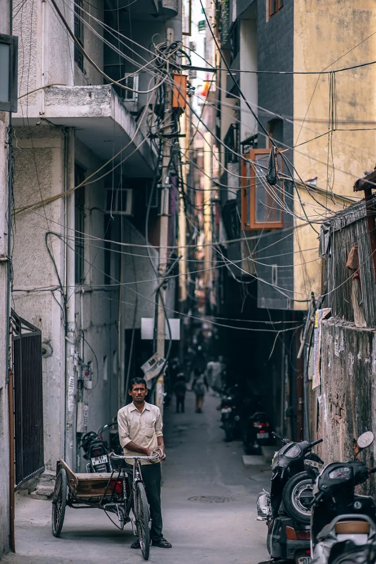 Rickshaw puller in the streets of Delhi